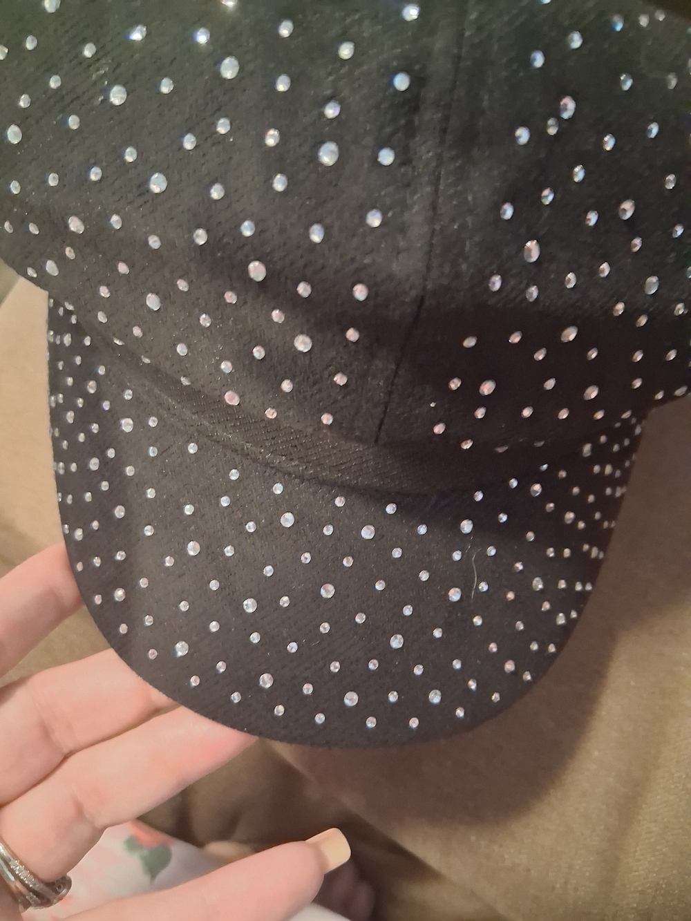 Black Crystal-Embellished Baseball Cap
